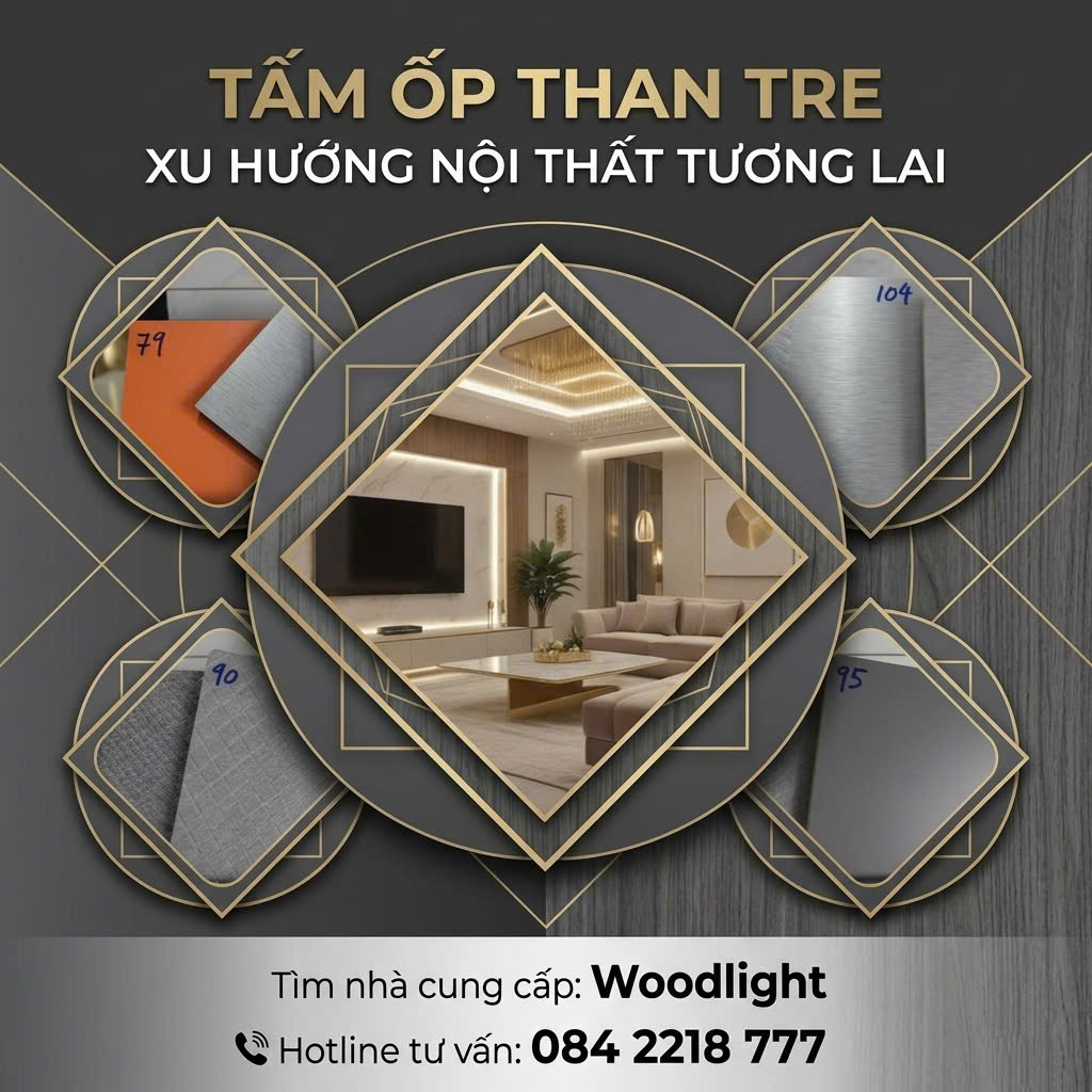 Mẫu vật liệu tấm ốp sợi than tre tại đà nẵng phân khúc cốt xanh 17mm cao cấp
