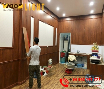 Mẫu ốp tường trần đẹp phòng khách